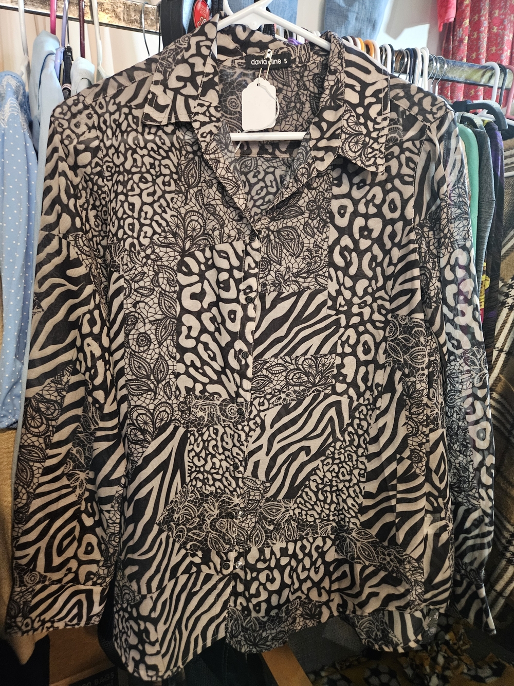 David Cline Black and Beige Printed Shirt